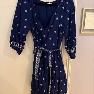 A Loves A Navy Dress with Floral Detailing